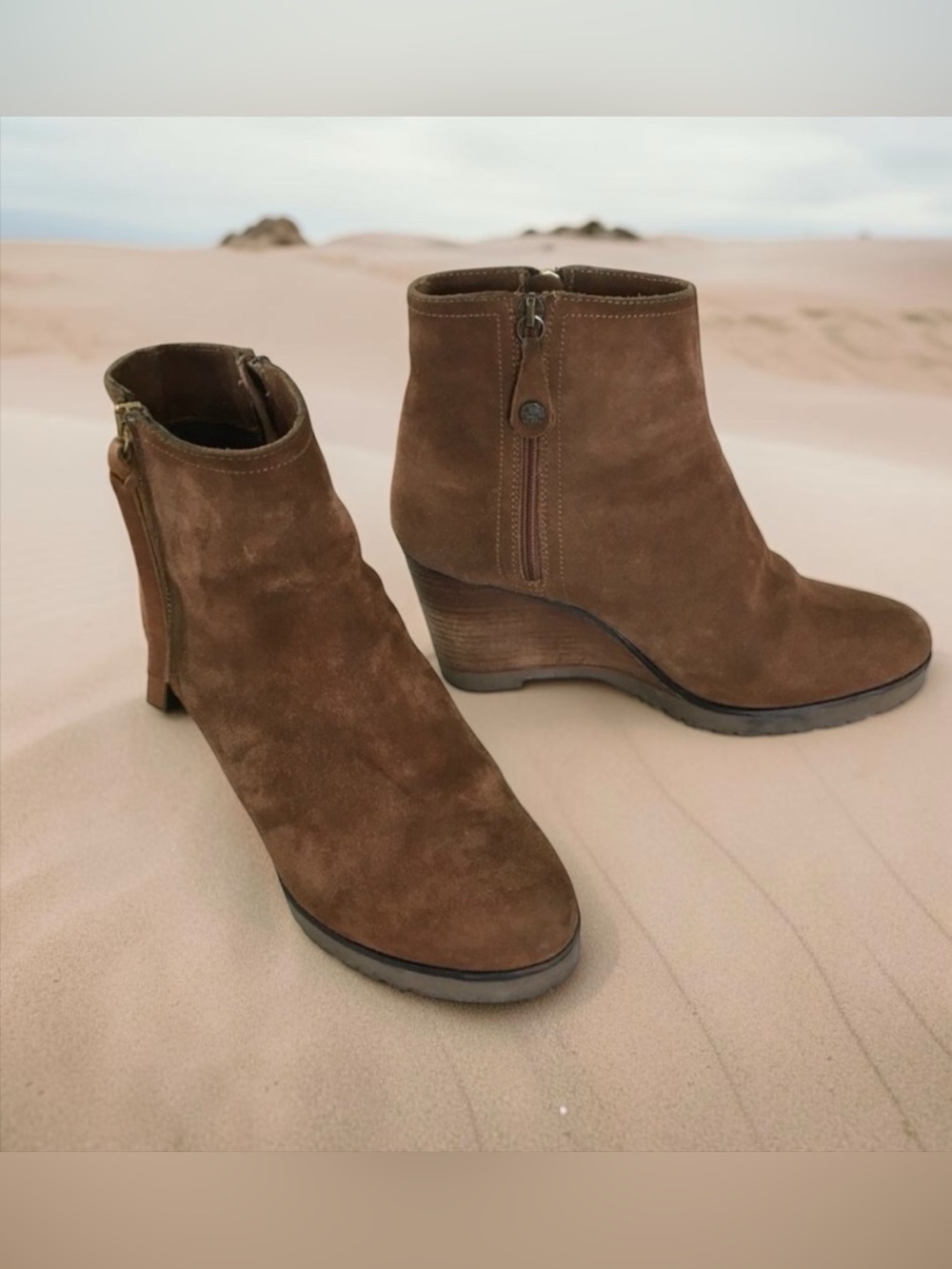 Fabianelli Italian Suede Wedge Ankle Boots, Brown, EU 38 🍂 - Picture 4 of 11